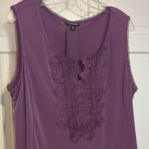 Liz Claiborne Purple Lace-Accent Blouse